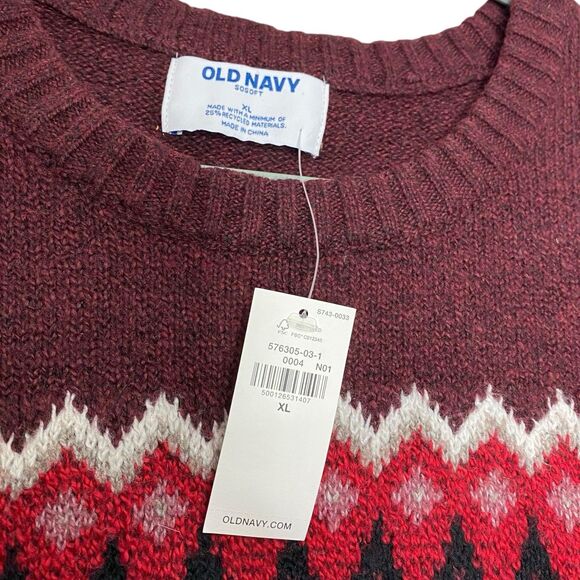 NWT Old Navy Sweater Mens XL Fair Isle Pullover Preppy Cozy Soft Holiday Nordic - Picture 8 of 11